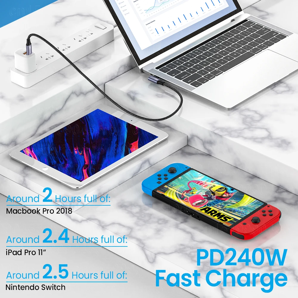 Elbow PD 240W USB Type C Cable for MacBook Pro USBC Power Line Blazing-Fast Charging Cable For Samsung Galaxy S22 Xiaomi POCO