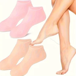 2-Pack Ultra-Soft Silicone Moisturizing Foot Masks for Dry, Cracked Feet - Pair with Moisturizer for Exfoliating Foot Care