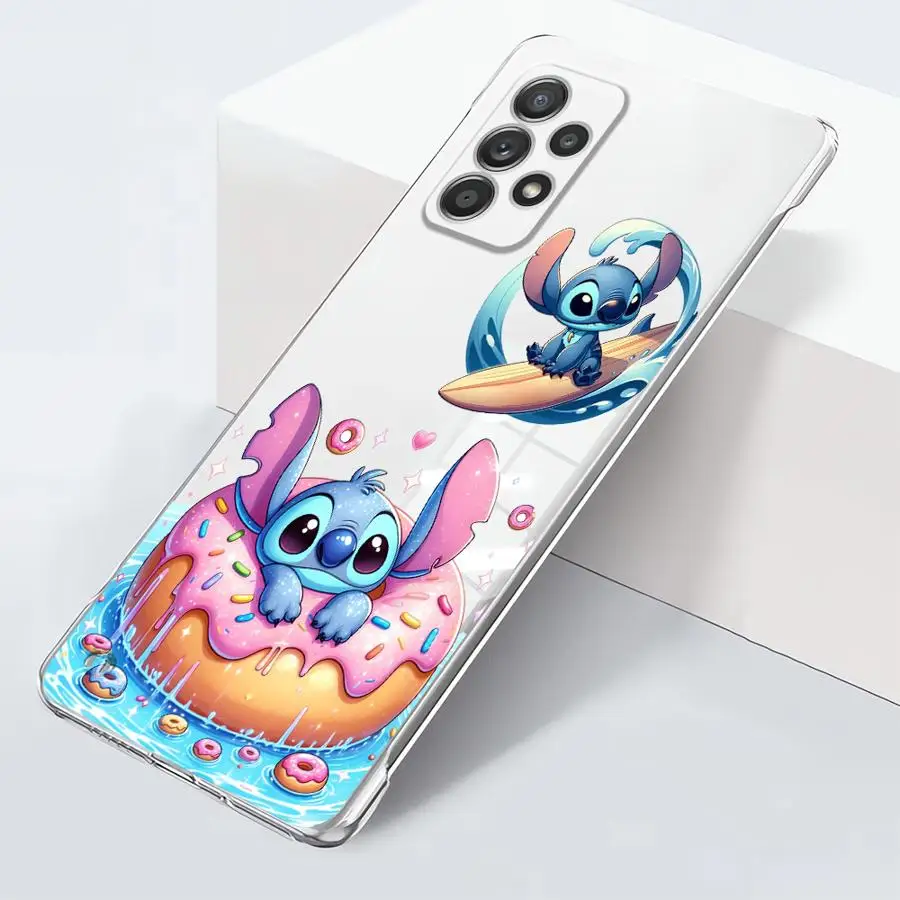 Disney Stitch Donut Phone Case for Samsung Galaxy A13 A23 A51 A14 A15 A24 A33 A34 A52s A53 A54 A55 5G Transparent Cover