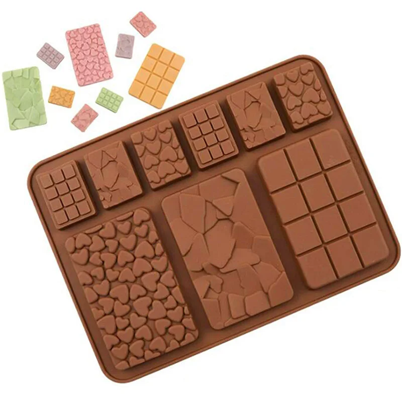 Food Grade Break-Apart Chocolate Molds Reusable Non-Stick Silicone Different Shape Protein and Energy Bar Molds Cake Mould