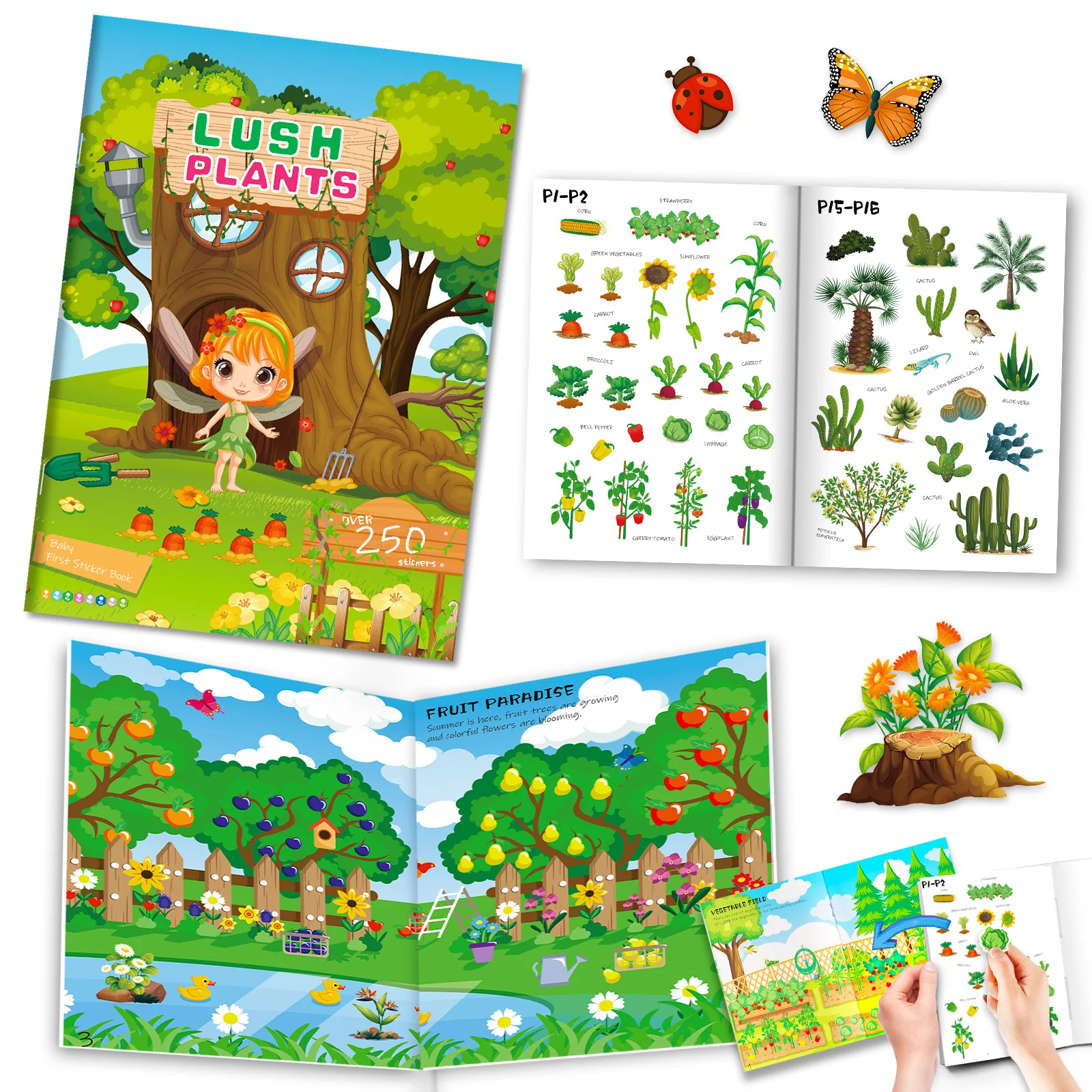 Hot Sale Plant Sticker Book Baby Early Education Plant Cognition Early Education Enlightenment Quiet Book Shaped Sticker Book