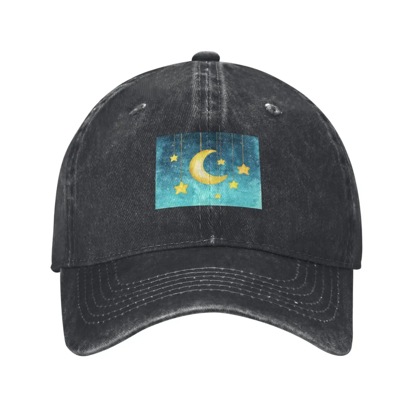 The Yellow Moon and Stars Hang from The Strings Baseball Cap for Men Women Vintage Trucker Hat Golf Hats Dad Hat