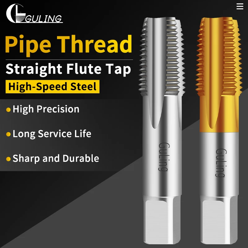GULING HSSE-35 JIS Standard TIN Coating Pipe Straight Fluted Tap PS PF G RP 1/16 1/8 1/4 3/8 Machine Screw Thread Taps