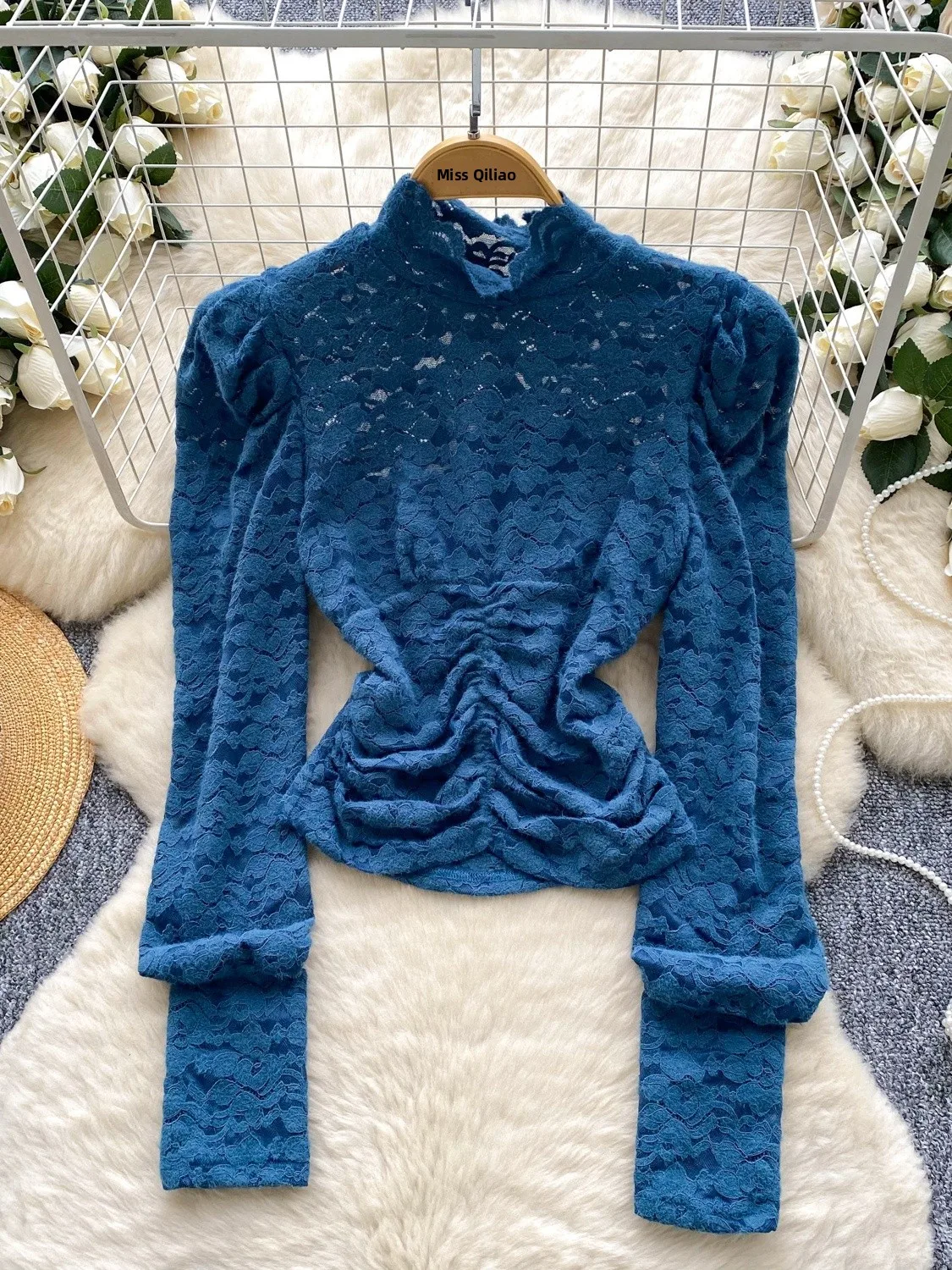 Ele Bubble Sve Fro irt Damska Koronkowa Bluzka Wyszczuplająca Warstwa Bazowa irt Wszechstronna Jesienna Moda Dworska Luźny Krój