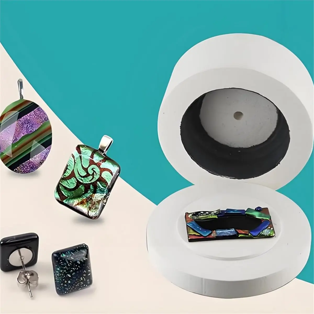 Microwave Kiln for Glass Fusing and Pottery, Complete DIY Jewelry Making Kit with Safety Gear