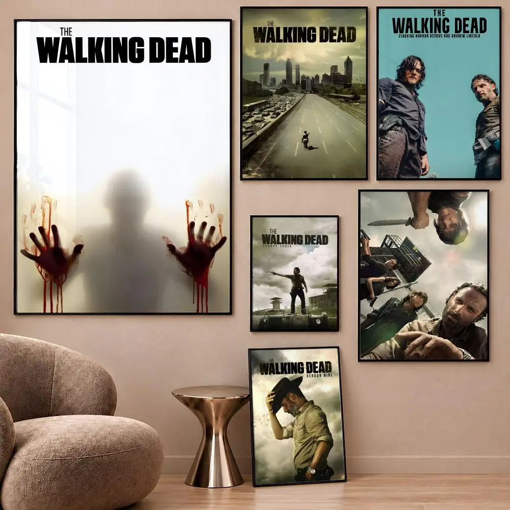 Series The Walking Dead Rick Daryl AMC Poster Aesthetic Wall Art Poster HD Waterproof PP Self Adhesive Bedroom Dorm Room Decor