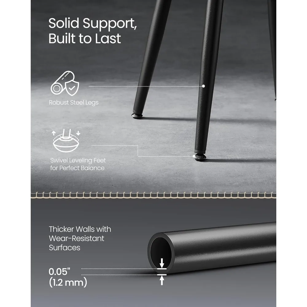 مجموعة من 4 كراسي ومقاعد لتناول الطعام منجدة، جلد صناعي مع خياطة، مناسبة للاستخدام في المطبخ والزينة