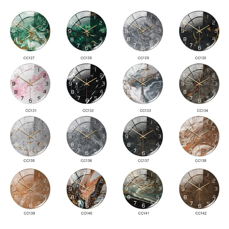 30CM Wall Clock Listing Round Marble Three-Dimensional Clock Home Decorations For Living Room Kitchen Bedroom And Office