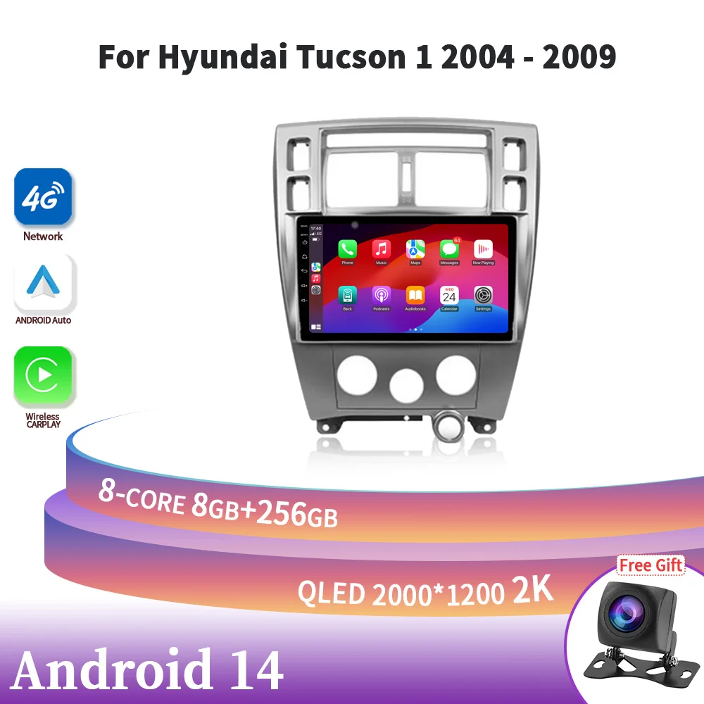 

Android 14 For Hyundai Tucson 1 2004-2009 Car Radio Screen Stereo Multimedia Navigation Video GPS Wireless Carplay 5G WIFI