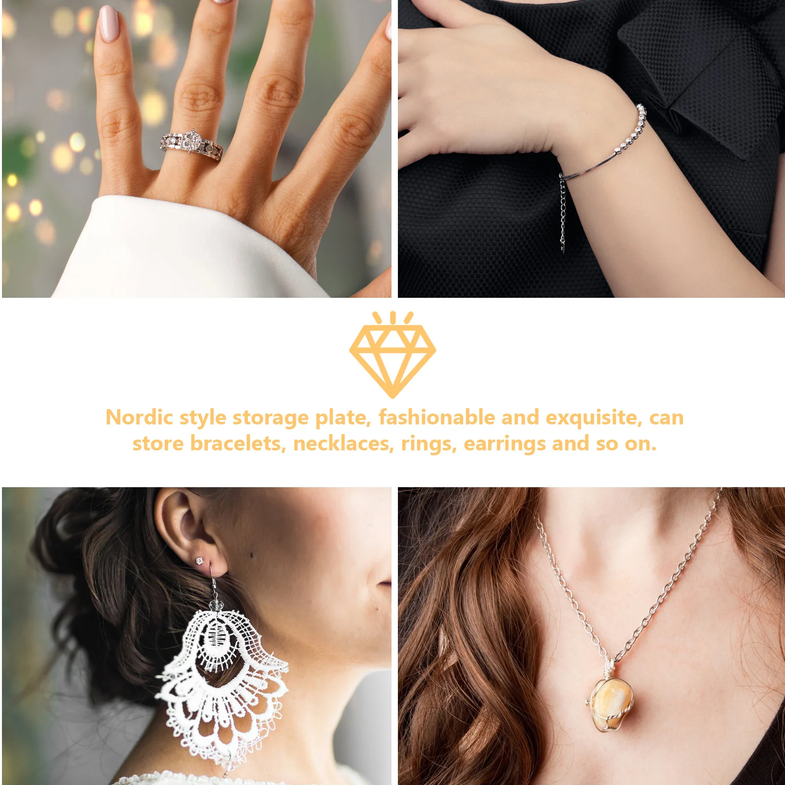 

1Pcs High-End Ceramic Jewelry Tray Unique Storage Plate Necklace Earring Display Holder Multipurpose Decoration Exquisite