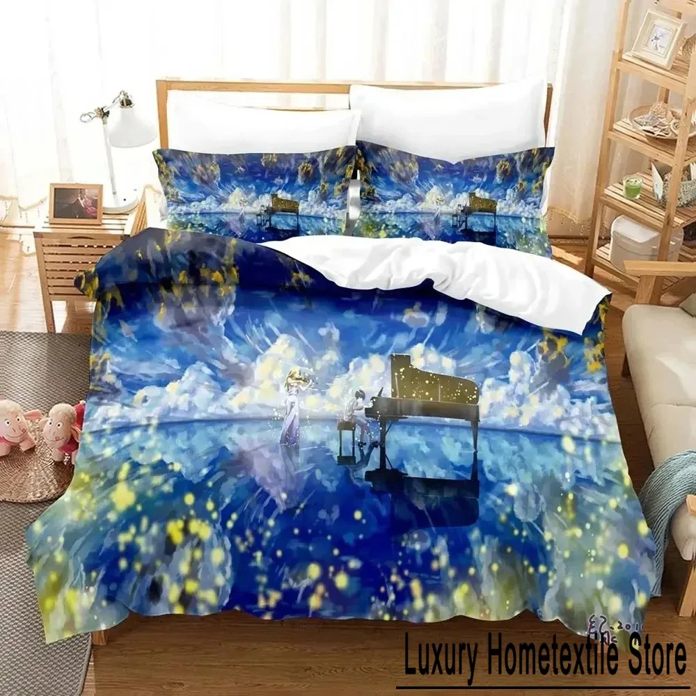 

Anime Your Lie in April Bedding Set Boys Girls Twin Queen Size Duvet Cover Pillowcase Bed Boys Adult Fashion Home Textileextile