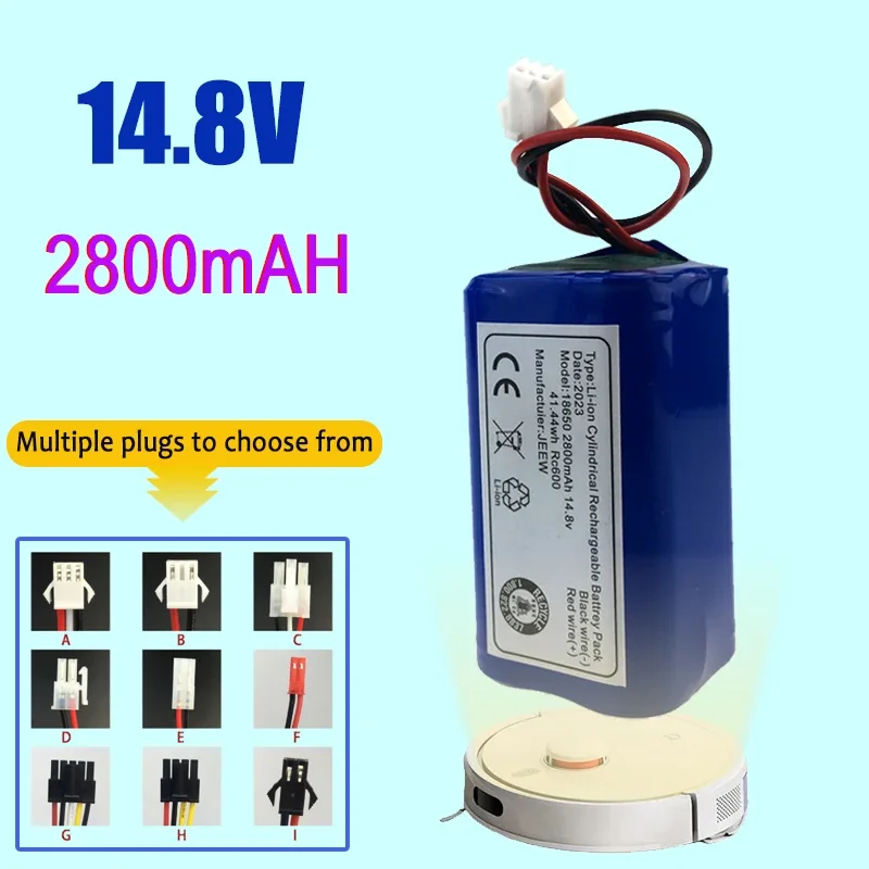 

14.8V 2800mAh 18650 Battery Pack with Multiple Plug Options, Suitable for Deebot N79S N79、DN622、Robovac 11、11S、11S Max etc