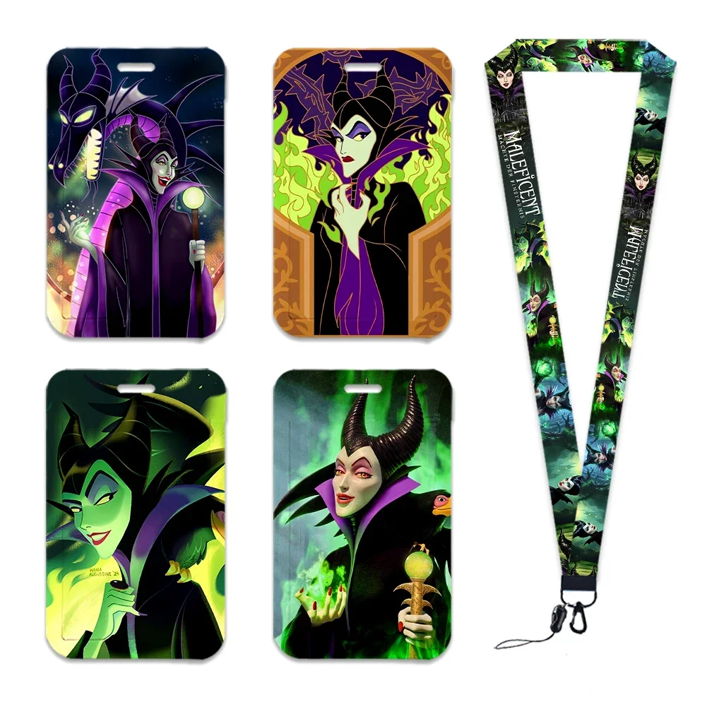 مجموعة حبل حامل بطاقات Evil Queen Disney Villains مع سلسلة مفاتيح لملحقات تمرير شارة معرف العمل