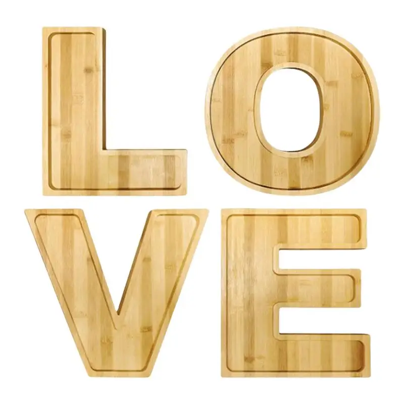 Charcuterie Letters 4X Wooden LOVE Charcuterie Board Fillable Letters Letter Food Trays Charcuterie Platter Serving Trays For