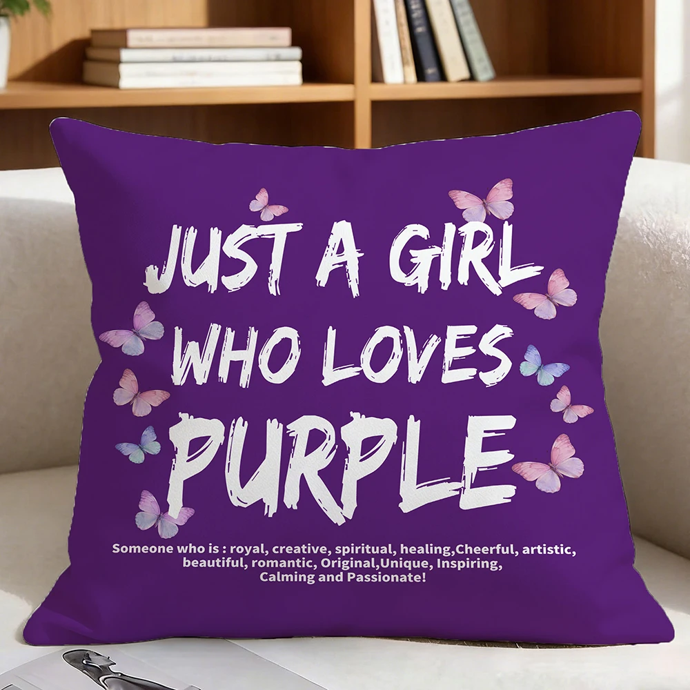 1 piece Purple Butterfly Print Pillow Cover (pillow insert not included) Inspirational Quote Decorative Cushion Cover for Sofa a