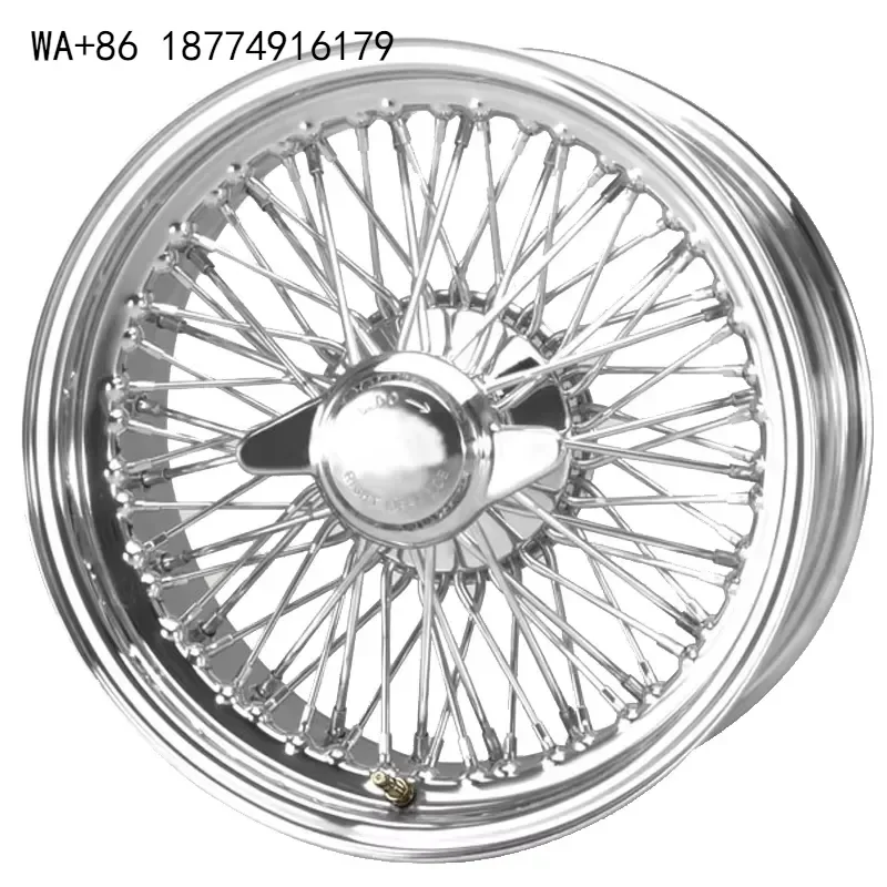 Wmwmnu Luxury Steel Chrome 60 Spoke 13x7 Wire Wheels for Classic Vintage Cars and Retro style Motorcycles