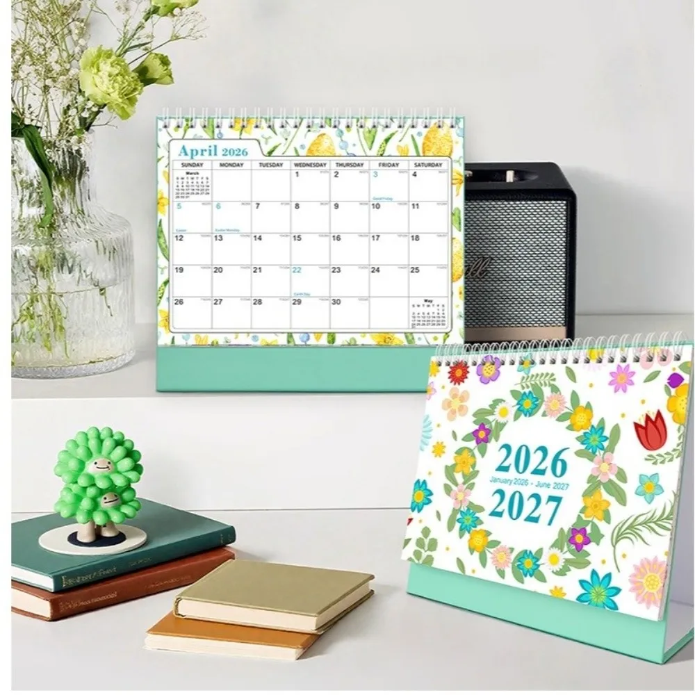 New Cactus Desk Calendar January 2026-June 2027 Small 2026 Desktop Planner Standing Flip Office Supplies Monthly Agenda Calendar