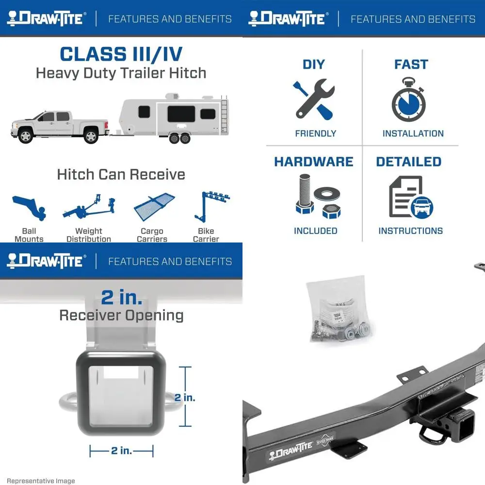 

76004 Class 4 Trailer Hitch, 2 Inch Square Receiver, Black, Compatible with 2015-2022 Chevrolet Colorado and 2015-2022 GMC Canyo