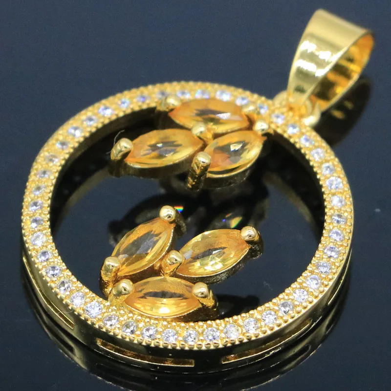 

SheCrown Купите 4, получите 1 бесплатно, 32x23 мм, довольно золотой цитрин, белый CZ, женский подарок, золотой, серебряный кулон