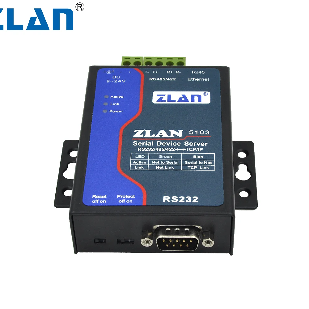 Server Zlan 5103 Rs232 Rs232 Rs422 ke Ethernet Industrial perangkat komunikasi tunggal ke Ethernet