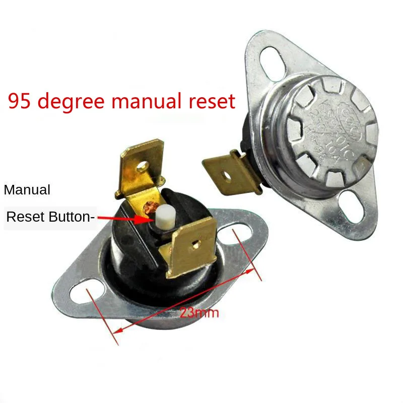 2 Pcs KSD301 Temperature Control Switch 10A 250V 95°C for Water Heater Dispenser - Manual Reset Thermostat
