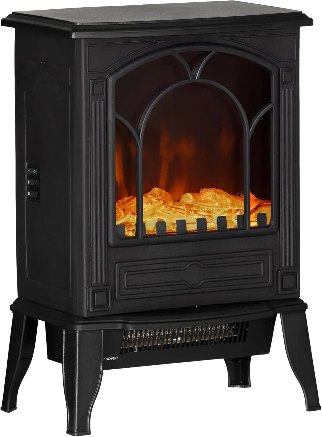 

Free Standing Electric Fireplace Stove, Fire Place Heater with Realistic Flame Effect, Overheat Safety Protection