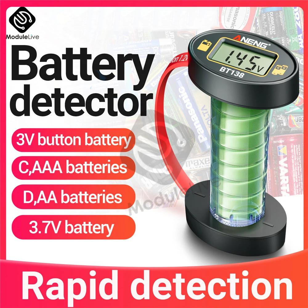 BT138 Digital Battery Testers Lithium Battery Capacity Tester Display Checkered Analyzer Display AAA AA Button Cell Tester