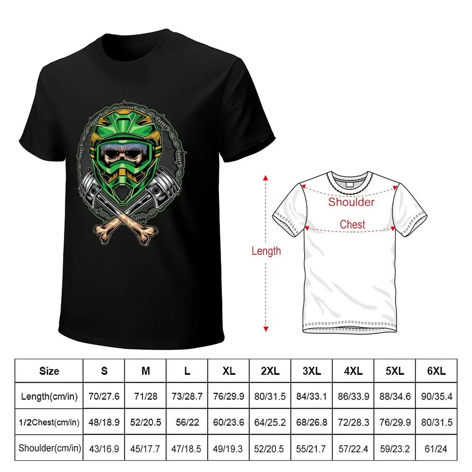 Motocross skull T-Shirt Aesthetic clothing plus sizes vintage blacks t shirt for men