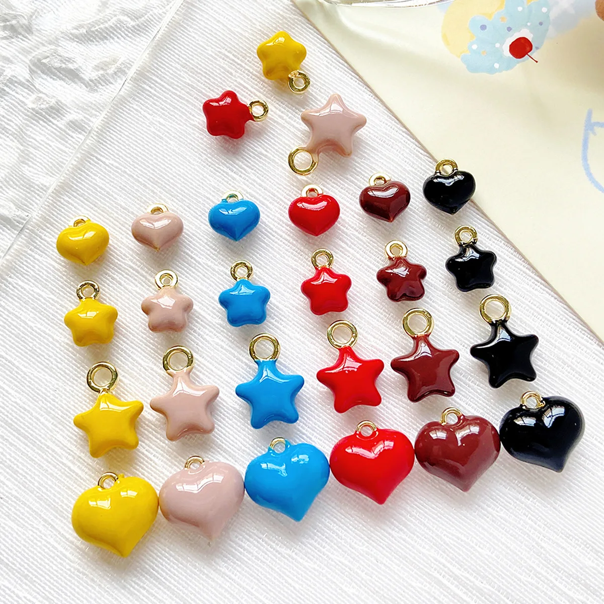 

10pcs Hot Love Heart Pendant Charms Colorful Star Alloy Necklace Earring Bracelet Pendant Connectors Diy Jewelry Making Findings
