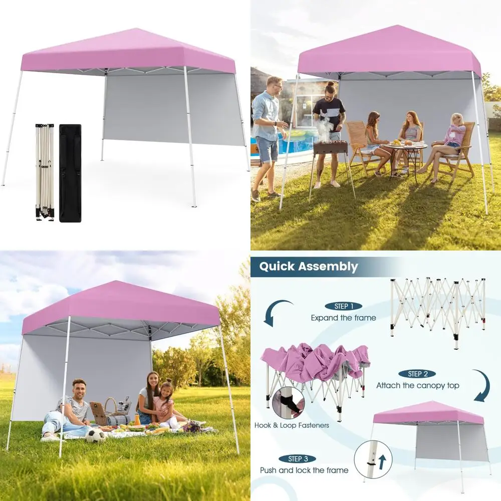 

Portable Heavy-Duty 10x10 Pop Up Canopy with Sidewall, Easy Setup Outdoor Tent, UPF 50+ Sun Protection, Backpack Included, 4 Sta