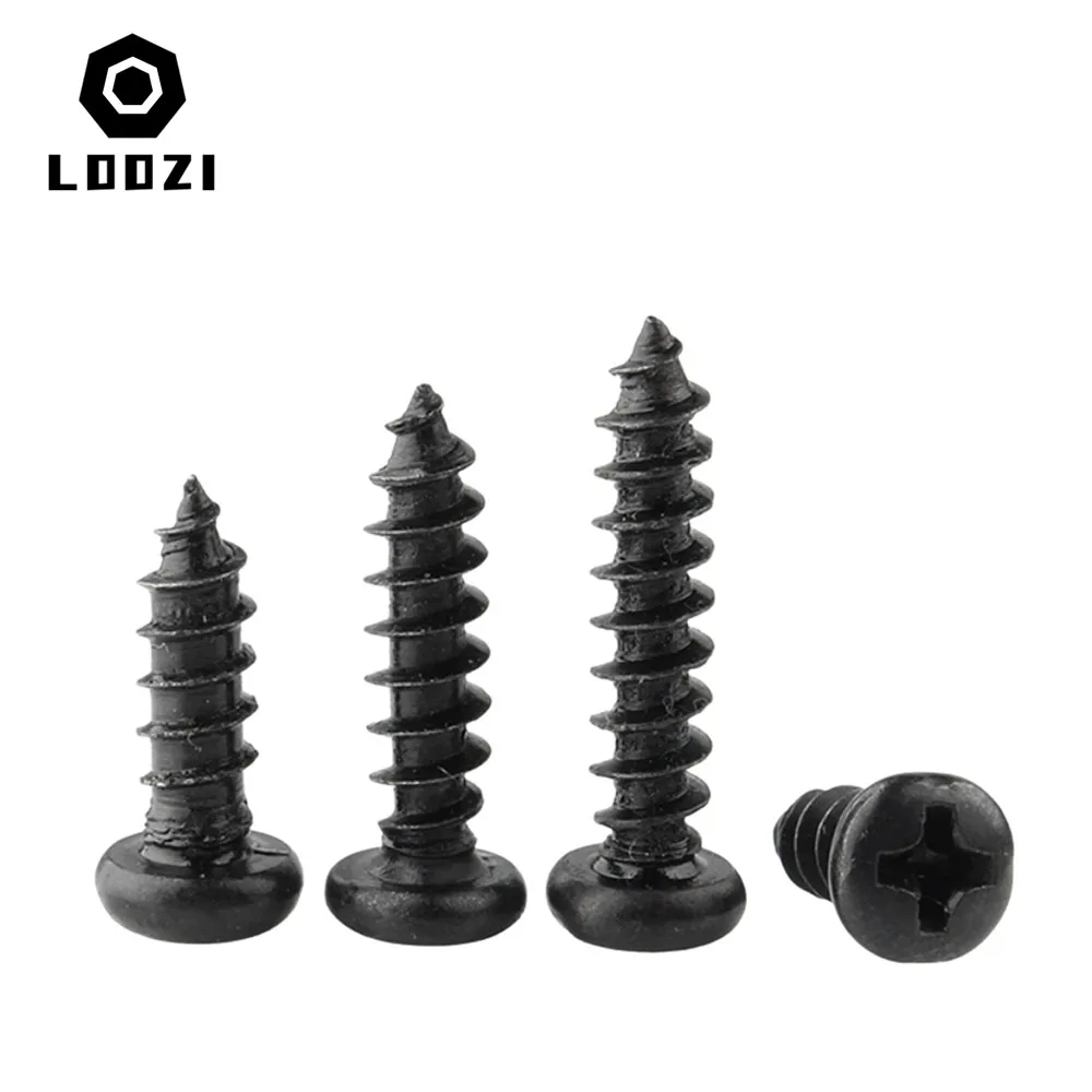 Selbstschneidende Holzschraube M1 M1,2 M1,4 M1,7 M2 M2,3 M2,6 M3 M3,5 M4 Schwarz Mini Micro Cross Phillips Round Pan Head Brillenschrauben – Detail 4
