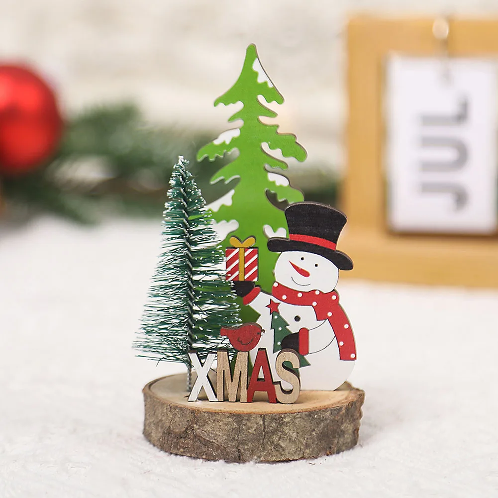 クリスマス木製装飾品、クリスマスツリーペンダント、サンタクロースクラフト、3次元漫画、クリエイティブなデスクトップ装飾、1個