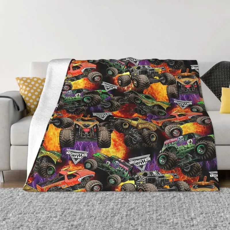 

Monster Baby Blanket Flannel Spring/Autumn Truck Monster Truck Thin Throw Blankets for Home Couch Bedding Throws