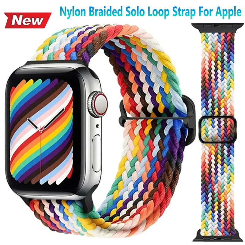 Nylon geflochtenes Solo-Loop-Armband für Apple Watch 45/44 mm 40/41 mm 42 mm 46 mm elastisches Armband Ultra 3-2-1 49 mm 11 10 9 8 7 6 5 4 SE3
