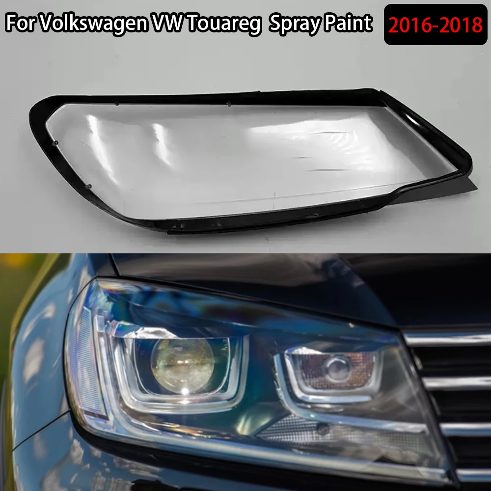For Volkswagen VW Touareg 2016-2018 Spray Paint Front Headlight Cover Transparent Lampshade Headlamp Shell Plexiglass