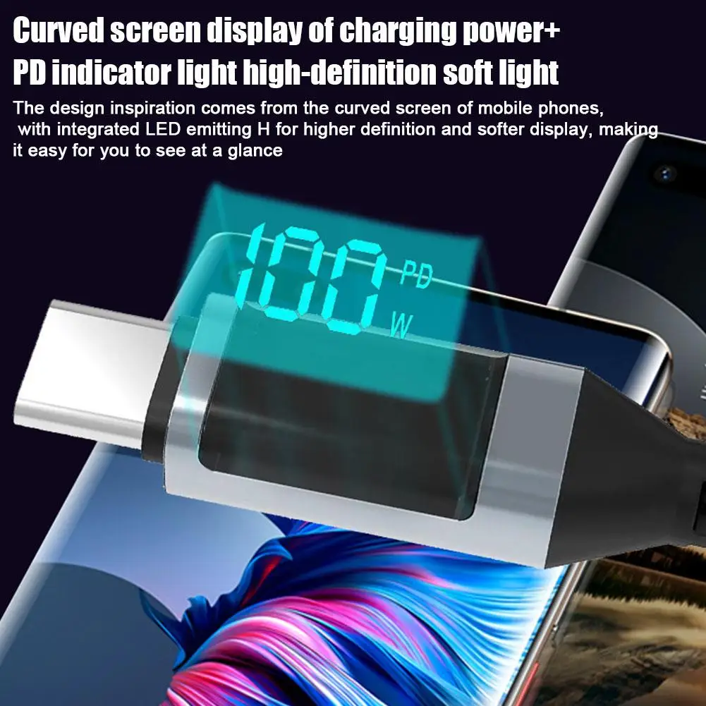 Display a LED cavo da USB tipo C a USB C da 100W per IPhone 15 IPad PD caricabatterie a ricarica rapida cavo USB C 5A 0.5/1.2/2M