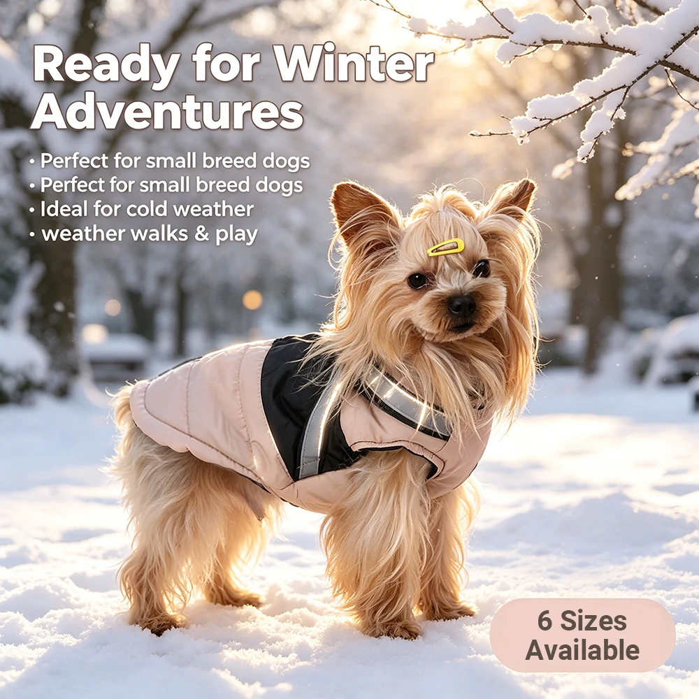 Hundewintermantel mit Gurt, reflektierend, wasserdicht, Welpenjacke, Kleidung für kaltes Wetter, für kleine und mittelgroße Hunde, für Spaziergänge im Freien