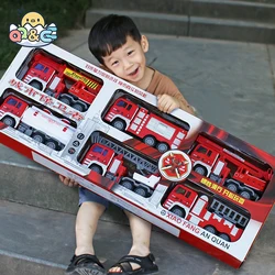 Fire Truck Toy Set Children's Cars Fall-Resistant Ladder Truck Lift Sprinkler Fireman Engineering Truck Toy Educational Toys Boy