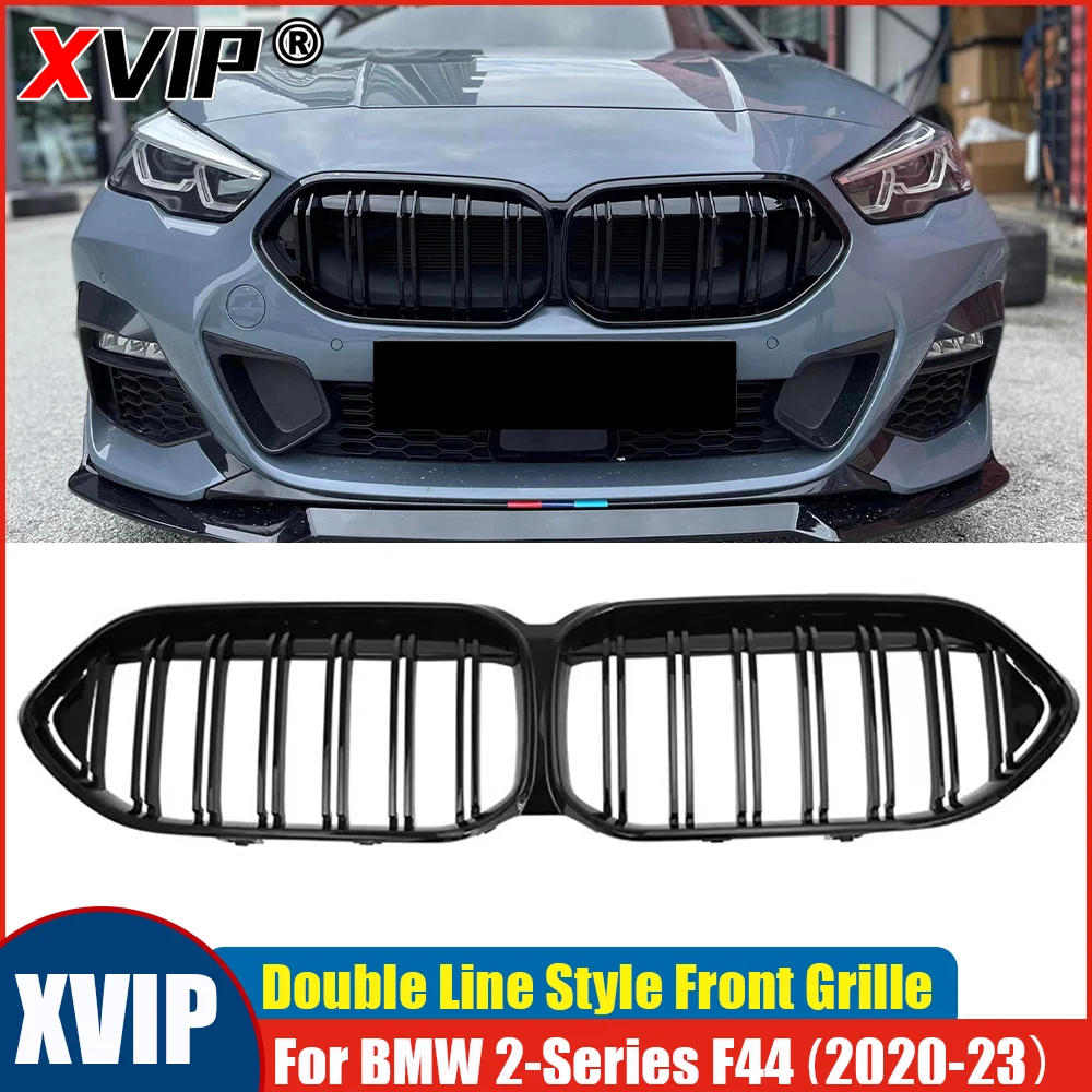 

Глянцевая черная решетка переднего бампера XVIP Double Line Style для BMW 2 серии F44 Coupe 2020-2023, гоночные решетки, автомобильные аксессуары