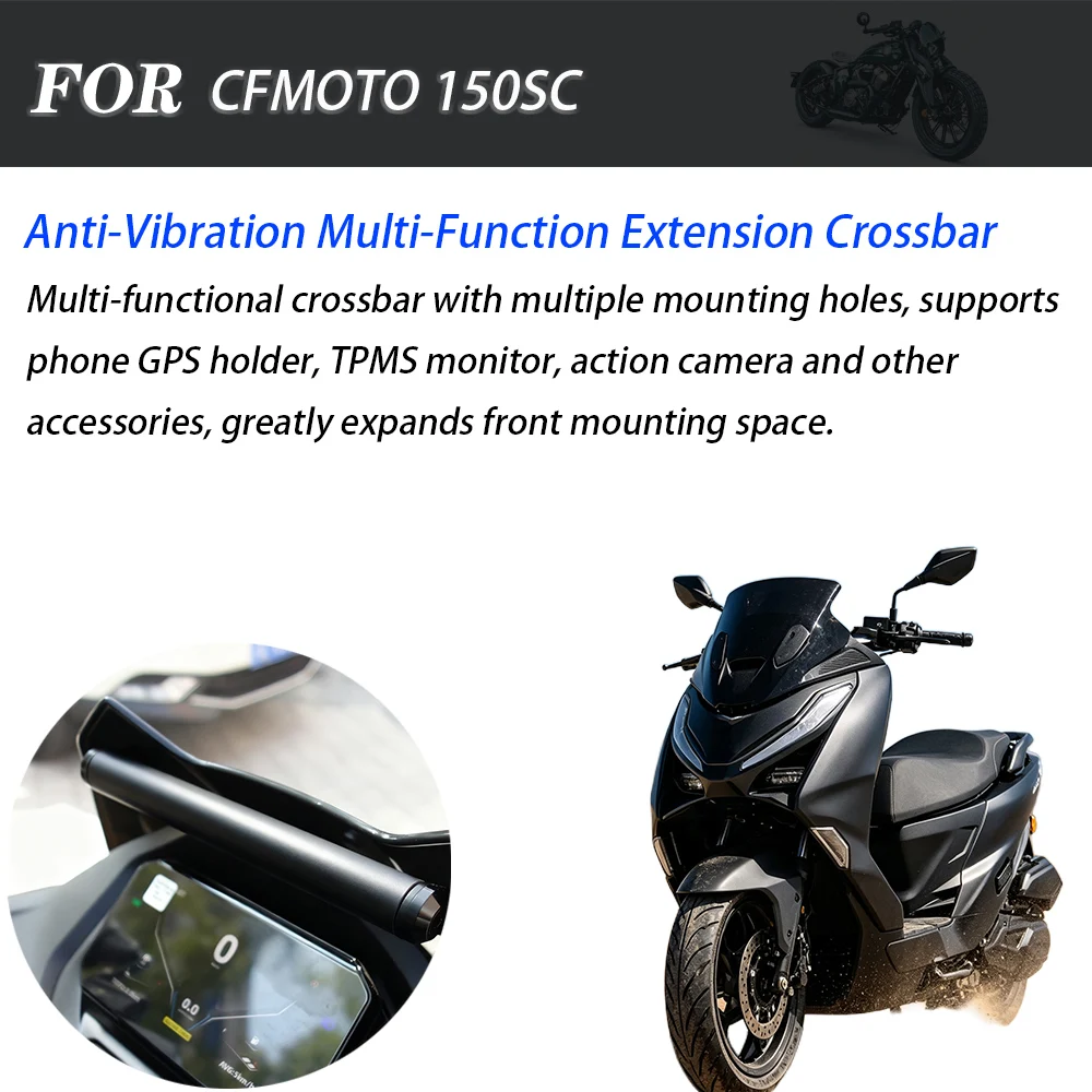 For CFMOTO 150SC Scooter Modified Expansion Bracket, Multifunctional Cross Bar for Mobile Phone GPS Support Stand Accessories