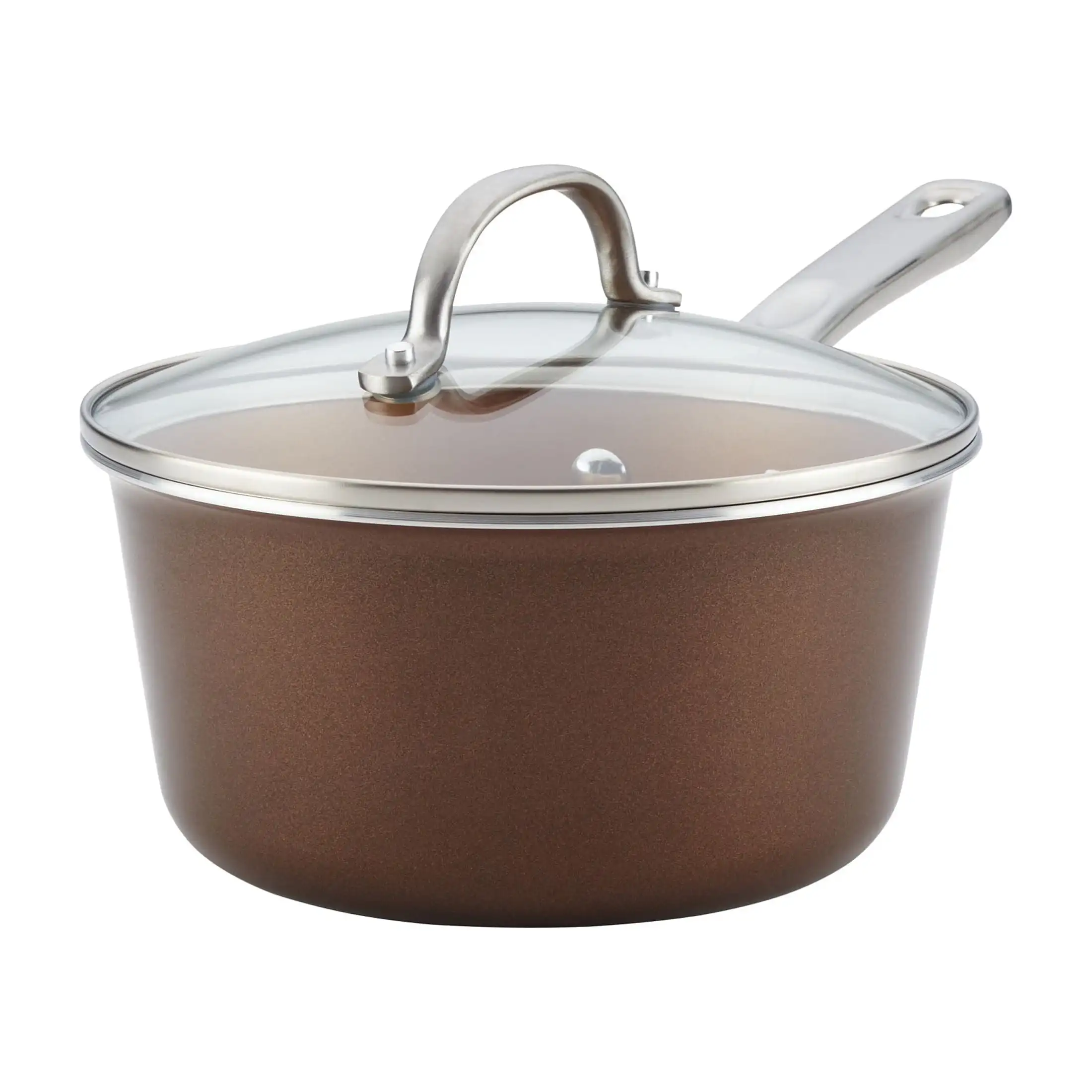 

Collection Porcelain Enamel Nonstick Covered Saucepan, 3-Quart, Brown Sugar