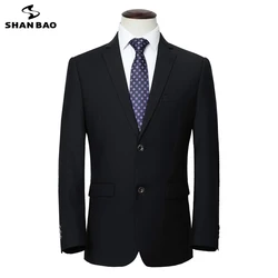 SHAN BAO 6XL 7XL 8XL 9XL oversized men's business casual gentleman suit jacket 2025 Spring new wedding banquet brand suit jacket