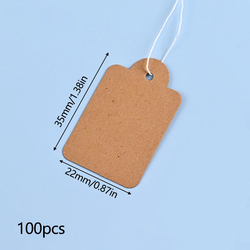 100Pcs Rectangular Price Label Tags String Rope Tie Watch Jewelry Display Price Label Paper Cards Blank Price Tag For Sales