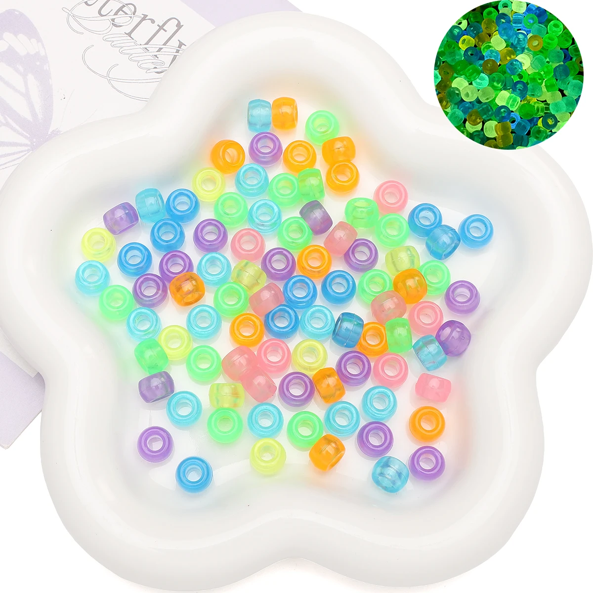 100Pcs/Lot Acrylic Luminous Beads Glow In The Dark Round Spacer Loose Beads For Jewelry Making DIY Necklace Bracelet Accessories