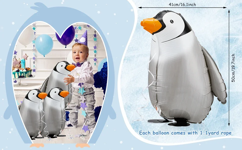 2 Stück 19 Zoll Gehende Pinguin-Folienballons Familienfeier Haustier-Party Geburtstagsfeier-Zubehör Gehende Tier-Heliumballons – Detail 2