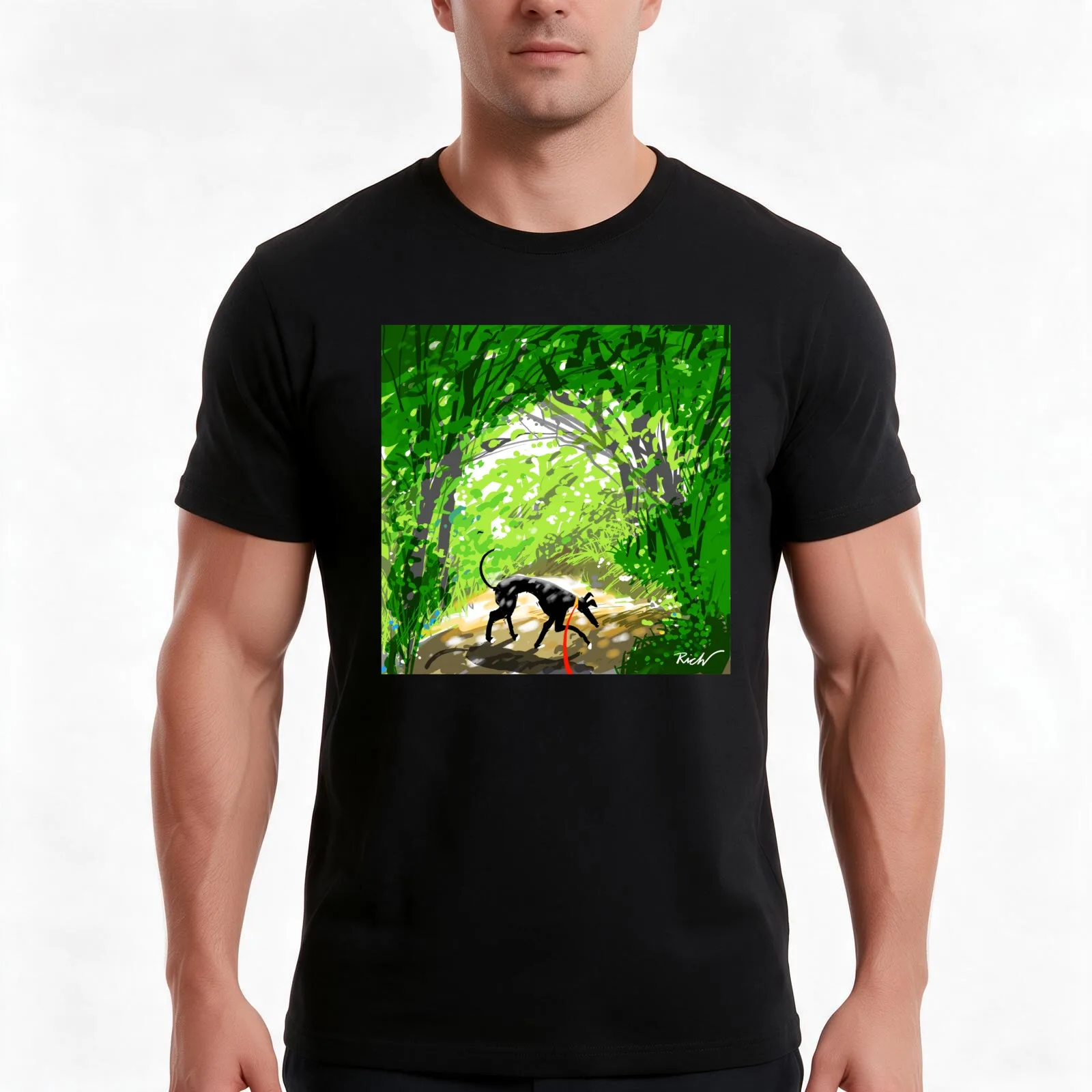 Woodland Shade Hound T-Shirt, Summer Casual Cotton Tee, Oversized Streetwear Tops, Vintage Graphic Print, Loose Fit Short Sleeve