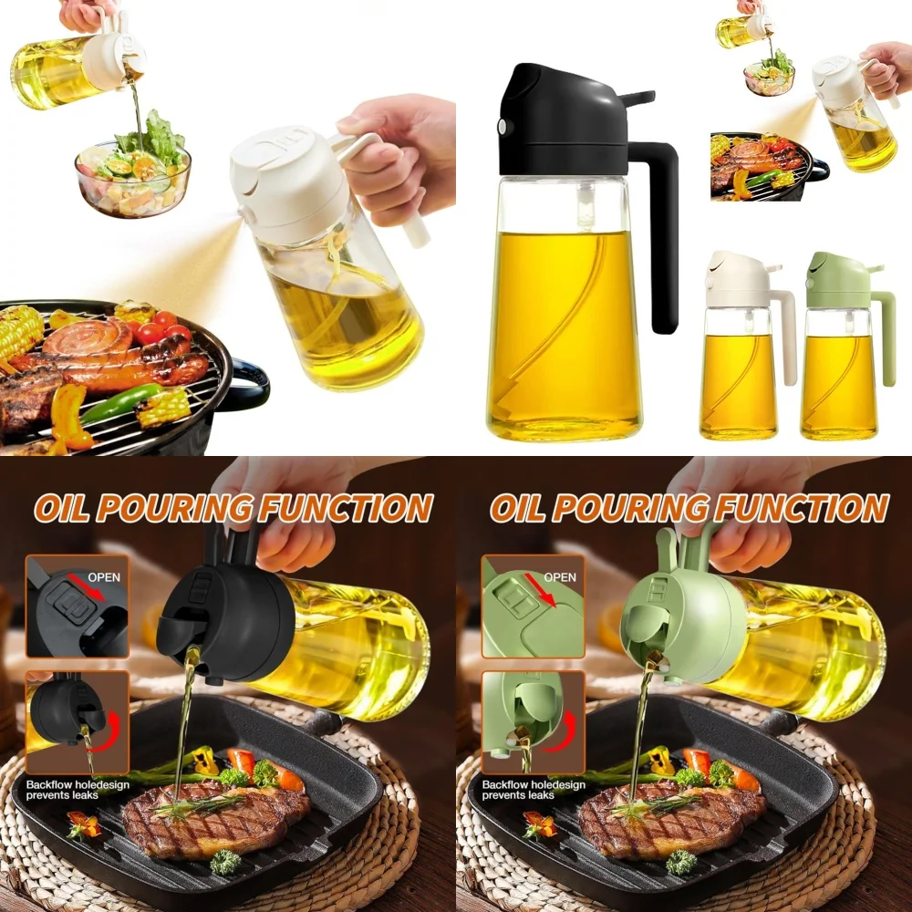 

Oil Bottles2 in 1 Olive Oil Sprayer Dispenser Pump Fine Mist Spray Bottle for Cooking Baking Grilling Healthy Kitchen Gadget 16