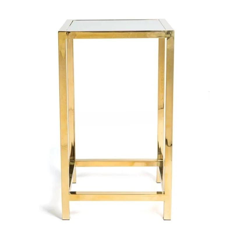 Modern Wedding Event Shiny Gold Stainless Steel Cake Table Square Cocktail Table Bar Table Hotel Banquet