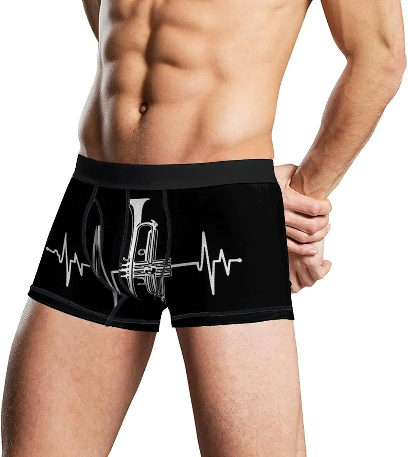 Calzoncillos Tipo Bóxer Para Hombre، Diseño De Trompeta، Latido Del Corazón، Ropa Interior Suave Estampada #3