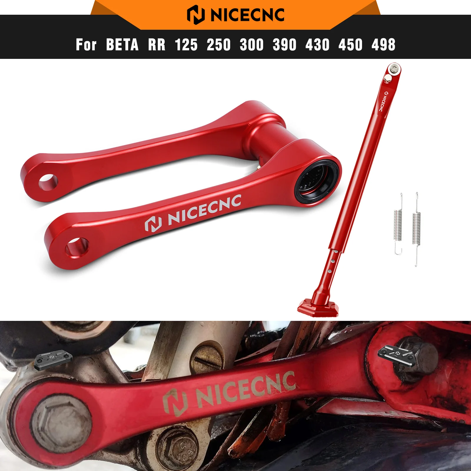 NICECNC For Beta RR 300 RR 250 2013-2024 Adjustable Kickstand Lowering Link For Beta RR RR-S 350 390 430 480 X-Trainer 300 250